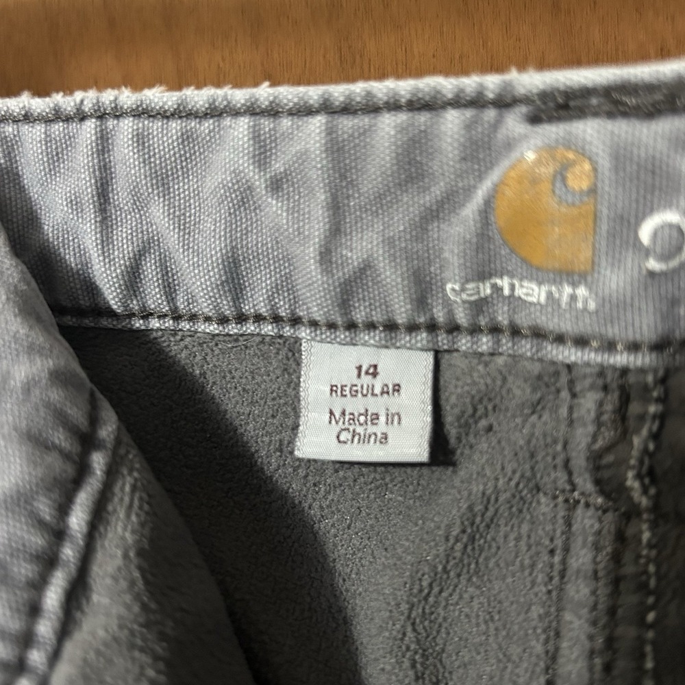 Carhartt Pants Womens 14 Fleece Lined Carpenter Original Fit Canvas Bleached - Picture 9 of 12